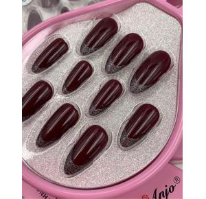 Cartela com 28 unhas postiças Auto colantes Amor Anjo cor:Vinho